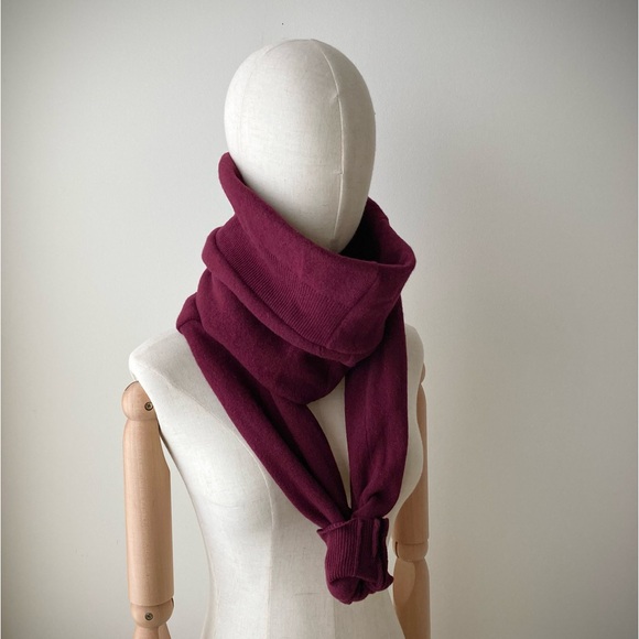 joodito 100% cashmere sweater wrap preppy tie scarf burgundy maroon dark red - Picture 3 of 12